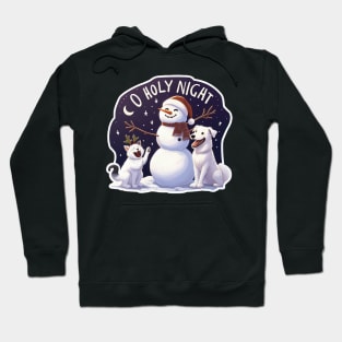 O Holy Night White Cat Dog Snowman Hoodie